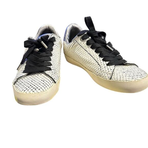 Zadig & Voltaire Neo Keith White Snakeskin Embossed Sneakers Size 7.5 - Picture 2 of 13